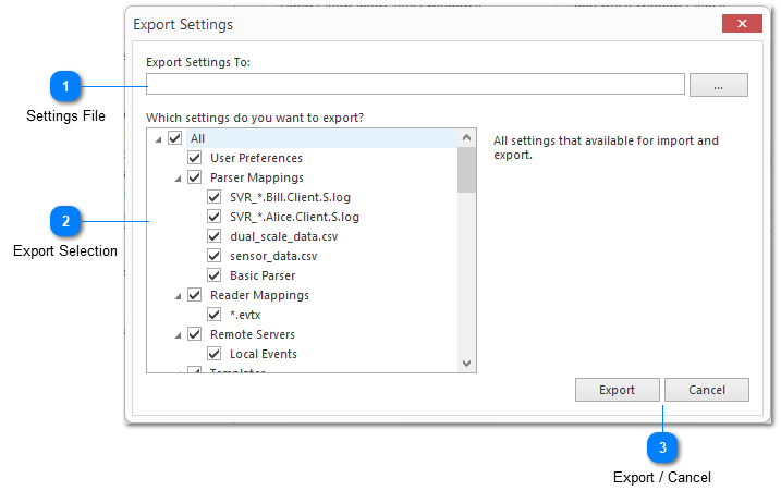 Export Settings