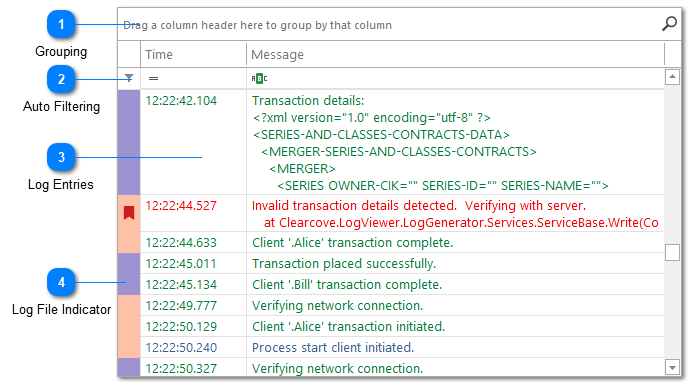 Log Entries Grid