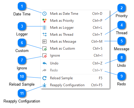 Parser Configuration Menu