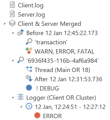 Filter log entries.